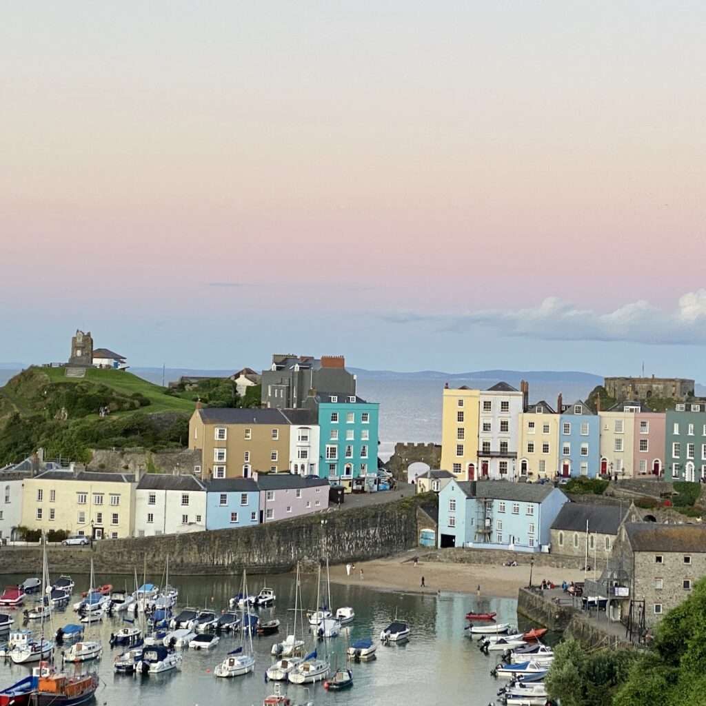 Pastal houses match the pastal Sky, Tenby